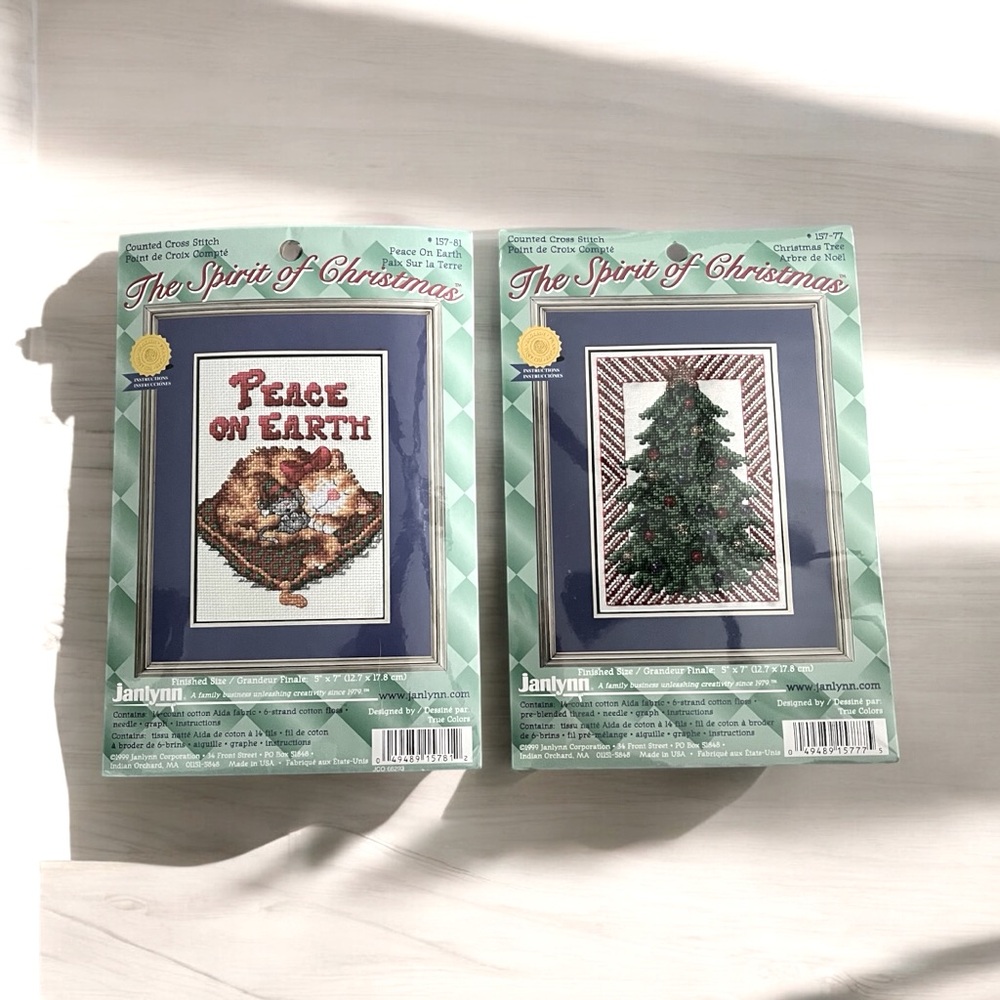 NWT Set of 2 Janlynn “The Spirit of Christmas” Counted Cross Stitch Kits